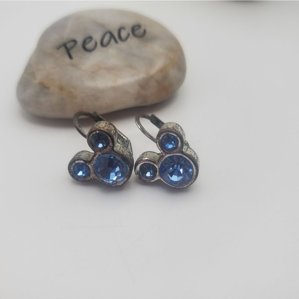 Aquamarineย crystal mickeyโmouse earringsโ vintage